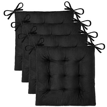 4 Pack Chair Cushions Dining Chairs Soft Velvet Seat Pads With Ties Kitchen Office Non Slip