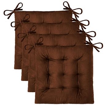 4 Pack Chair Cushions Dining Chairs Soft Velvet Seat Pads With Ties Kitchen Office Non Slip