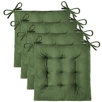 4 Pack Chair Cushions Dining Chairs Soft Velvet Seat Pads With Ties Kitchen Office Non Slip