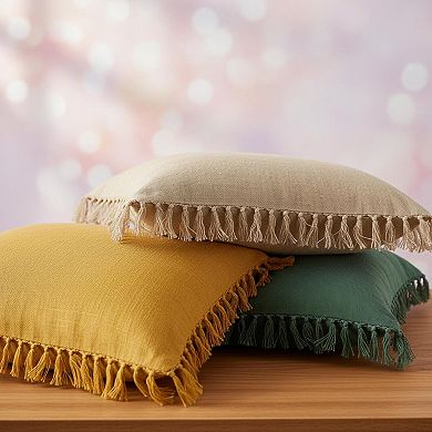 Decorative Throw Pillow Covers Linen Fringe Boho Farmhouse Cushions for Couch Sofa Bed Home Decor
