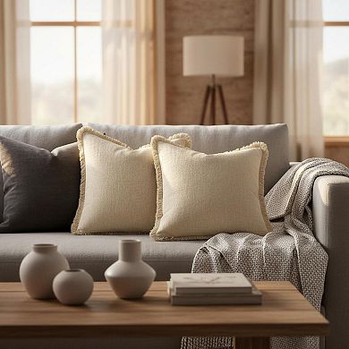 Decorative Throw Pillow Covers Linen Fringe Boho Farmhouse Cushions for Couch Sofa Bed Home Decor