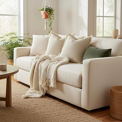 Decorative Throw Pillow Covers Linen Fringe Boho Farmhouse Cushions for Couch Sofa Bed Home Decor