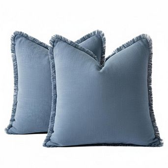 Decorative Throw Pillow Covers Linen Fringe Boho Farmhouse Cushions for Couch Sofa Bed Home Decor