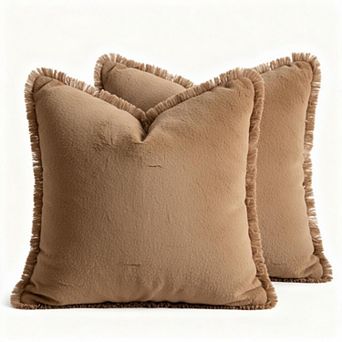 Decorative Throw Pillow Covers Linen Fringe Boho Farmhouse Cushions for Couch Sofa Bed Home Decor