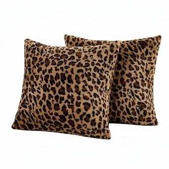 Faux Fur Decorative Pillow Covers Fluffy Soft Leopard Couch Home Living Room Bedroom
