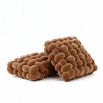 2 Knot Pillows Square Knotted Plush Accent Cushions For Couch Home Office Living Room Bedroom Sofa