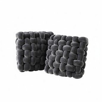 2 Knot Pillows Square Knotted Plush Accent Cushions For Couch Home Office Living Room Bedroom Sofa