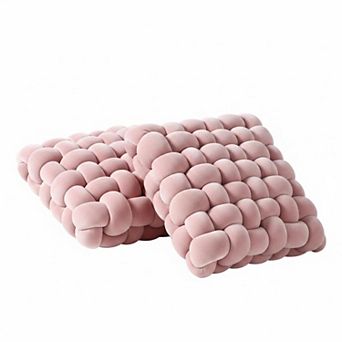 2 Knot Pillows Square Knotted Plush Accent Cushions For Couch Home Office Living Room Bedroom Sofa
