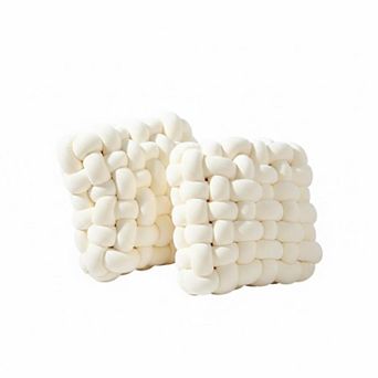 2 Knot Pillows Square Knotted Plush Accent Cushions For Couch Home Office Living Room Bedroom Sofa