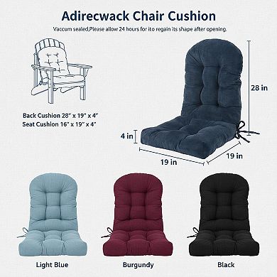 Rocking Chair Cushions Set Non-slip Adirondack With Ties Breathable Chenille Support Tufted