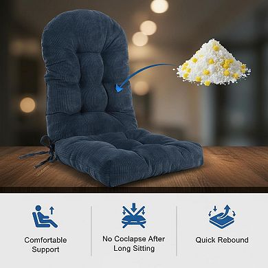 Rocking Chair Cushions Set Non-slip Adirondack With Ties Breathable Chenille Support Tufted
