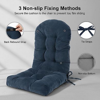 Rocking Chair Cushions Set Non-slip Adirondack With Ties Breathable Chenille Support Tufted