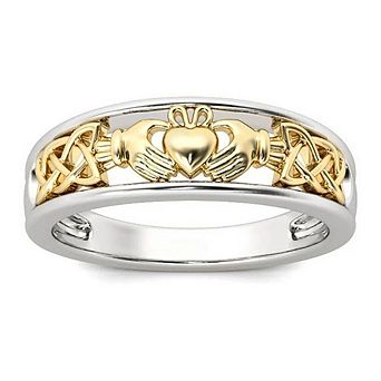 18K Gold Plated Crown Heart Ring Unique Dual-Tone Love Jewelry for Women