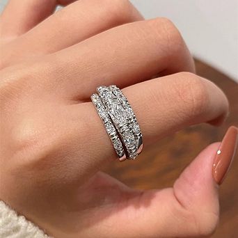 3 pc Women's Sparkling Cubic Zirconia Elegant Exquisite Ring