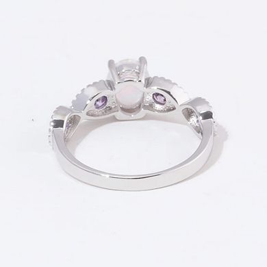 18K Gold Plated Opal Ring Gemstone Engagement Anniversary Ring
