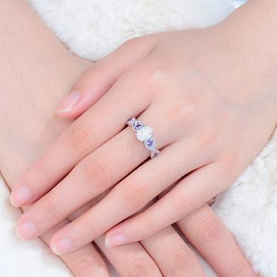 18K Gold Plated Opal Ring Gemstone Engagement Anniversary Ring