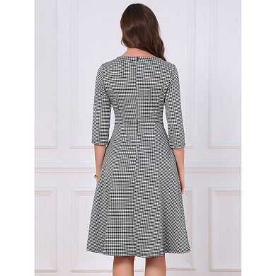 Women's A Line Houndstooth Work Dress