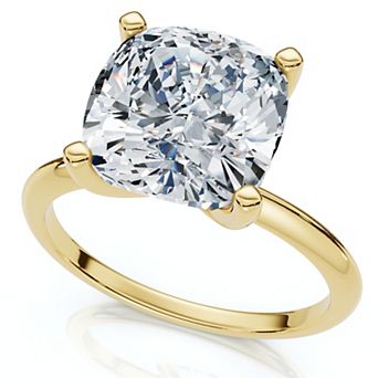 EX3 Diamond 14k Gold 3 Carat T.W. Lab-Created Diamond Cushion Cut Solitaire Engagement Ring