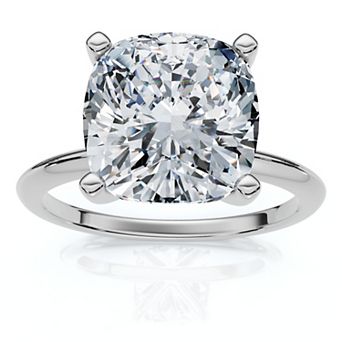 EX3 Diamond 14k Gold 3 Carat T.W. Lab-Created Diamond Cushion Cut Solitaire Engagement Ring