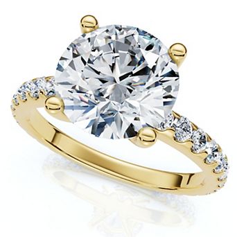 EX3 Diamond 14k Gold 3 3/8 Carat T.W. Lab-Created Diamond Round Cut Engagement Ring