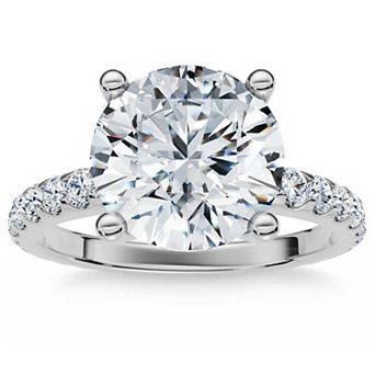 EX3 Diamond 14k Gold 3 3/8 Carat T.W. Lab-Created Diamond Round Cut Engagement Ring