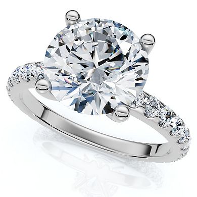 EX3 Diamond 14k Gold 3 3/8 Carat T.W. Lab-Created Diamond Round Cut Engagement Ring