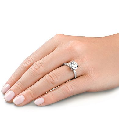 EX3 Diamond 14k Gold 3 3/8 Carat T.W. Lab-Created Diamond Round Cut Engagement Ring