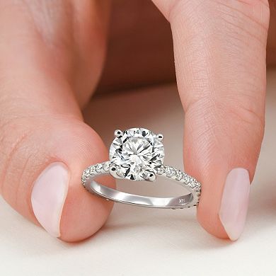 EX3 Diamond 14k Gold 3 3/8 Carat T.W. Lab-Created Diamond Round Cut Engagement Ring
