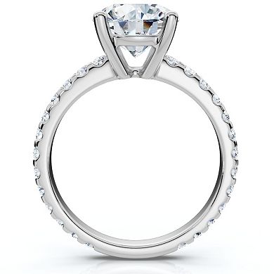 EX3 Diamond 14k Gold 3 3/8 Carat T.W. Lab-Created Diamond Round Cut Engagement Ring