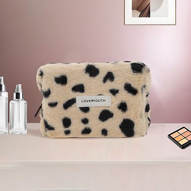 Leopard Plush Drawstring Bag for Vacation Business Travel