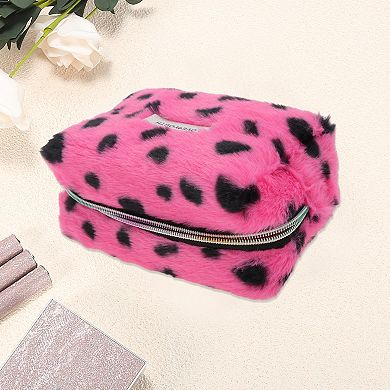 Leopard Plush Drawstring Bag for Vacation Business Travel
