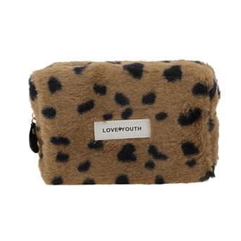 Leopard Plush Drawstring Bag for Vacation Business Travel