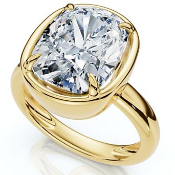 EX3 Diamond 14k Gold 4 Carat T.W. Lab-Created Diamond Bezel Prong Solitaire Engagement Ring