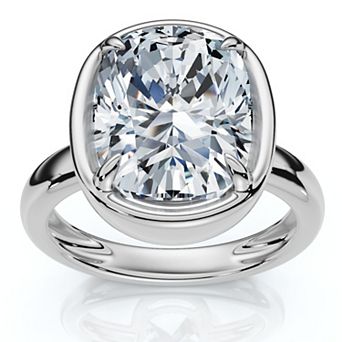 EX3 Diamond 14k Gold 4 Carat T.W. Lab-Created Diamond Bezel Prong Solitaire Engagement Ring
