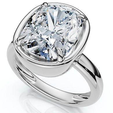 EX3 Diamond 14k Gold 4 Carat T.W. Lab-Created Diamond Bezel Prong Solitaire Engagement Ring