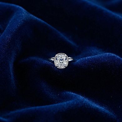 EX3 Diamond 14k Gold 4 Carat T.W. Lab-Created Diamond Bezel Prong Solitaire Engagement Ring