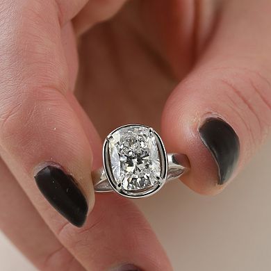 EX3 Diamond 14k Gold 4 Carat T.W. Lab-Created Diamond Bezel Prong Solitaire Engagement Ring