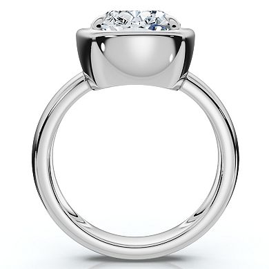 EX3 Diamond 14k Gold 4 Carat T.W. Lab-Created Diamond Bezel Prong Solitaire Engagement Ring