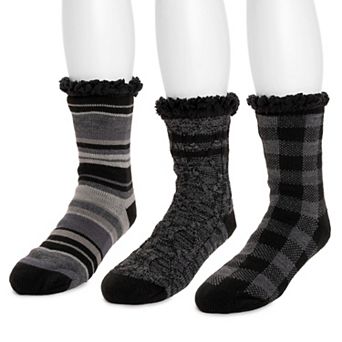 Men's MUK LUKS 3-Pack Lined Cabin Slipper Socks