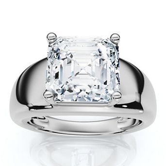 EX3 Diamond 14k Gold 3 Carat T.W. Lab-Grown Diamond Asscher Cut Solitaire Cigar Band Engagement Ring
