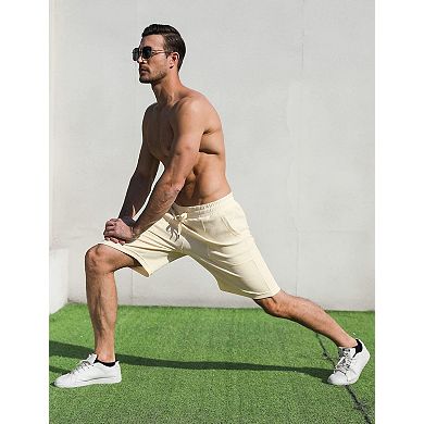Men's Waffle Knit Athletic Shorts Drawstring Side Back Pockets