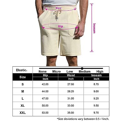 Men's Waffle Knit Athletic Shorts Drawstring Side Back Pockets