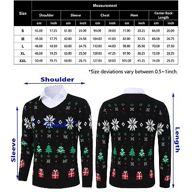 Men's V Neck Long Sleeve Pullover Christmas Sweater