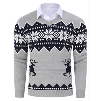Men's V Neck Long Sleeve Pullover Christmas Sweater