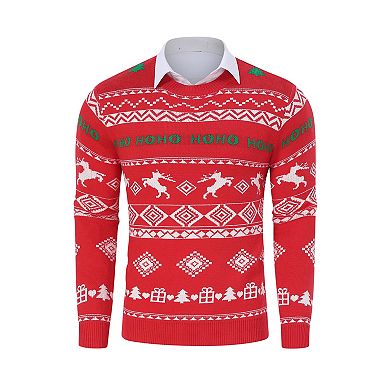 Men's Crew Neck Long Sleeve Pullover Christmas Sweater