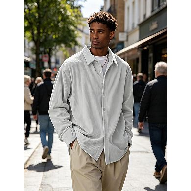 Men’s Long Sleeve Button Down Shirt Casual Shirt Jacket