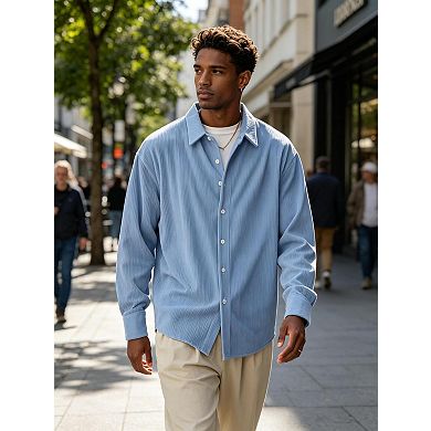 Men’s Long Sleeve Button Down Shirt Casual Shirt Jacket