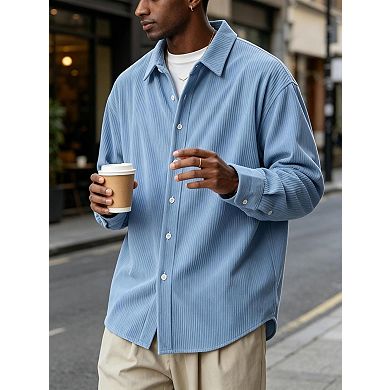 Men’s Long Sleeve Button Down Shirt Casual Shirt Jacket