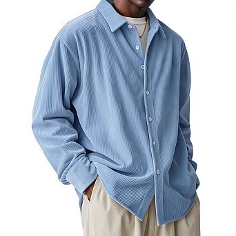 Men’s Long Sleeve Button Down Shirt Casual Shirt Jacket