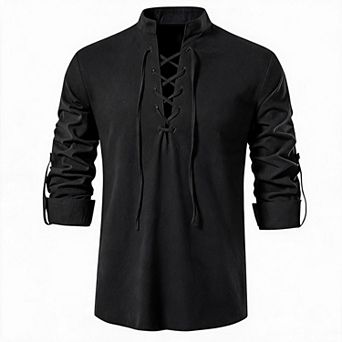 Men’s Long Sleeve Shirt Adjustable Roll Tab Sleeves Casual Top